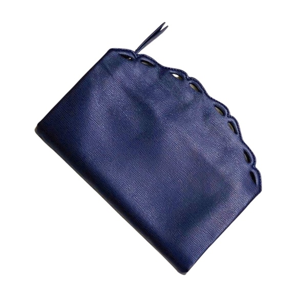 Banana Republic Handbags - Banana Republic Synthetic Leather Clutch - Textured Navy - Designed Edging